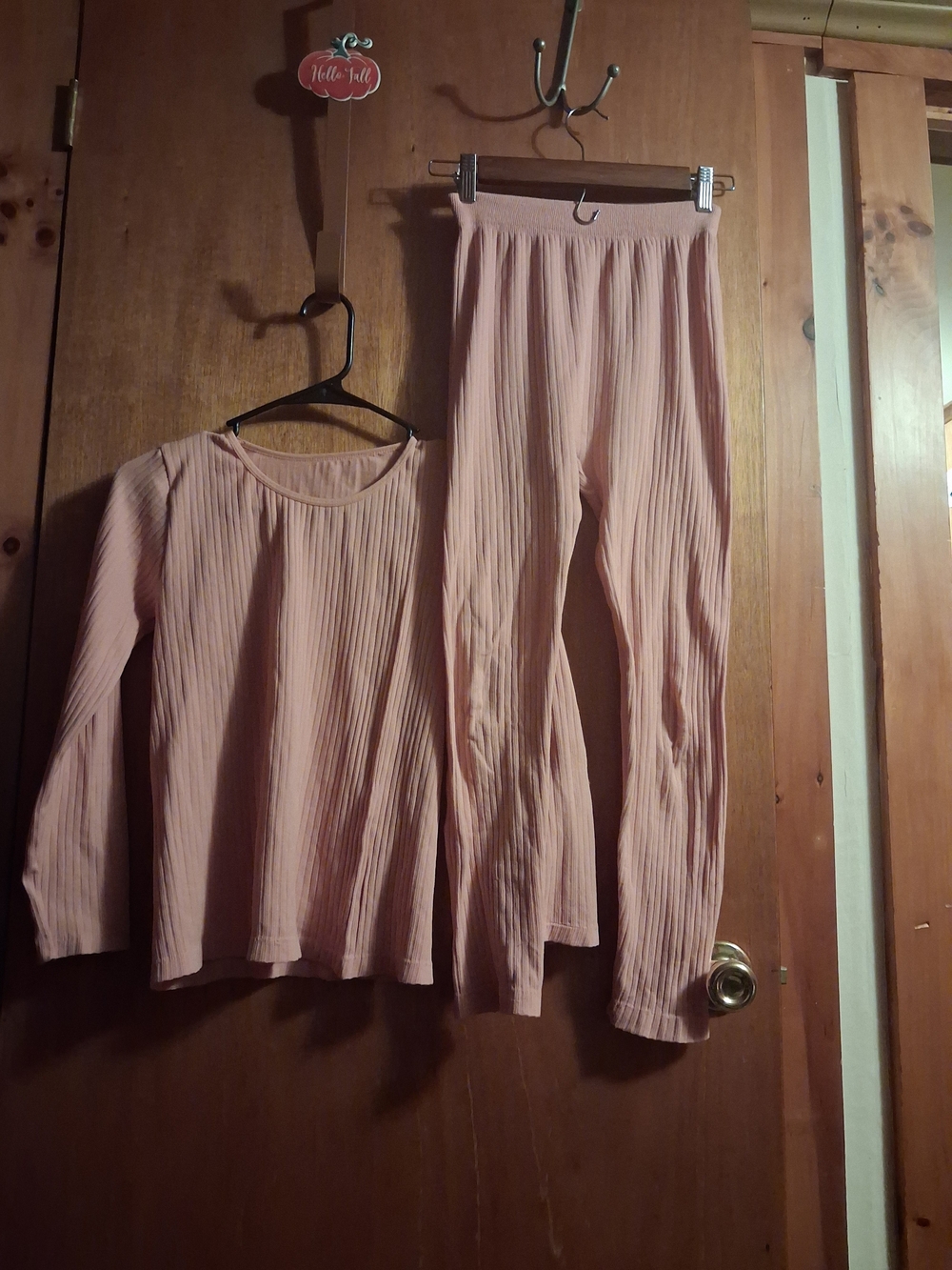 Women's Ribbed Two-Piece Set - Blush Pink